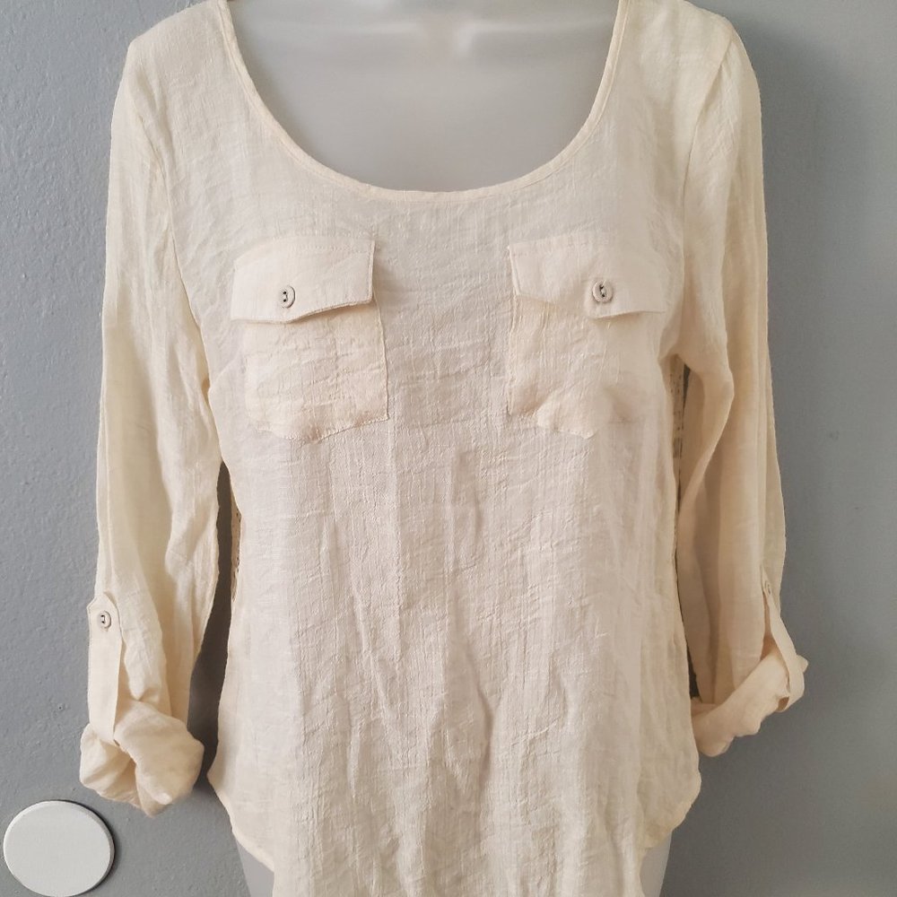 Mine Tops| Mine Blouse| Lace Blouse| Cream Sz. S